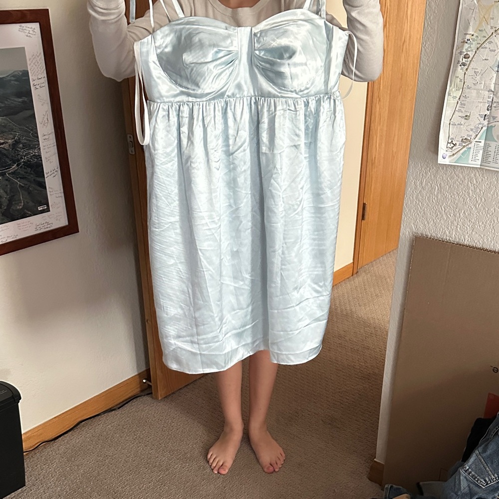 Amazon Light Blue Satin Dress